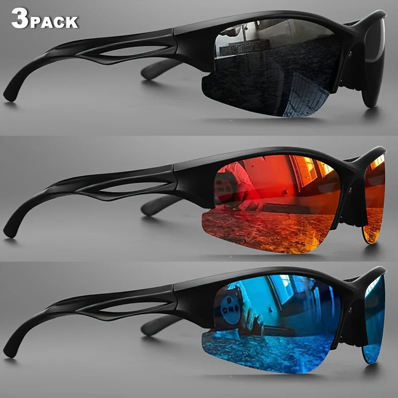 1PCS/3PCS polarized sports sunglasses half-frame men's and women's outdoor sturdy frame, suitable for running, fishing