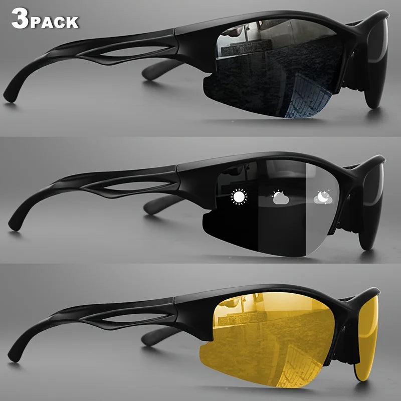 1PCS/3PCS polarized sports sunglasses half-frame men's and women's outdoor sturdy frame, suitable for running, fishing