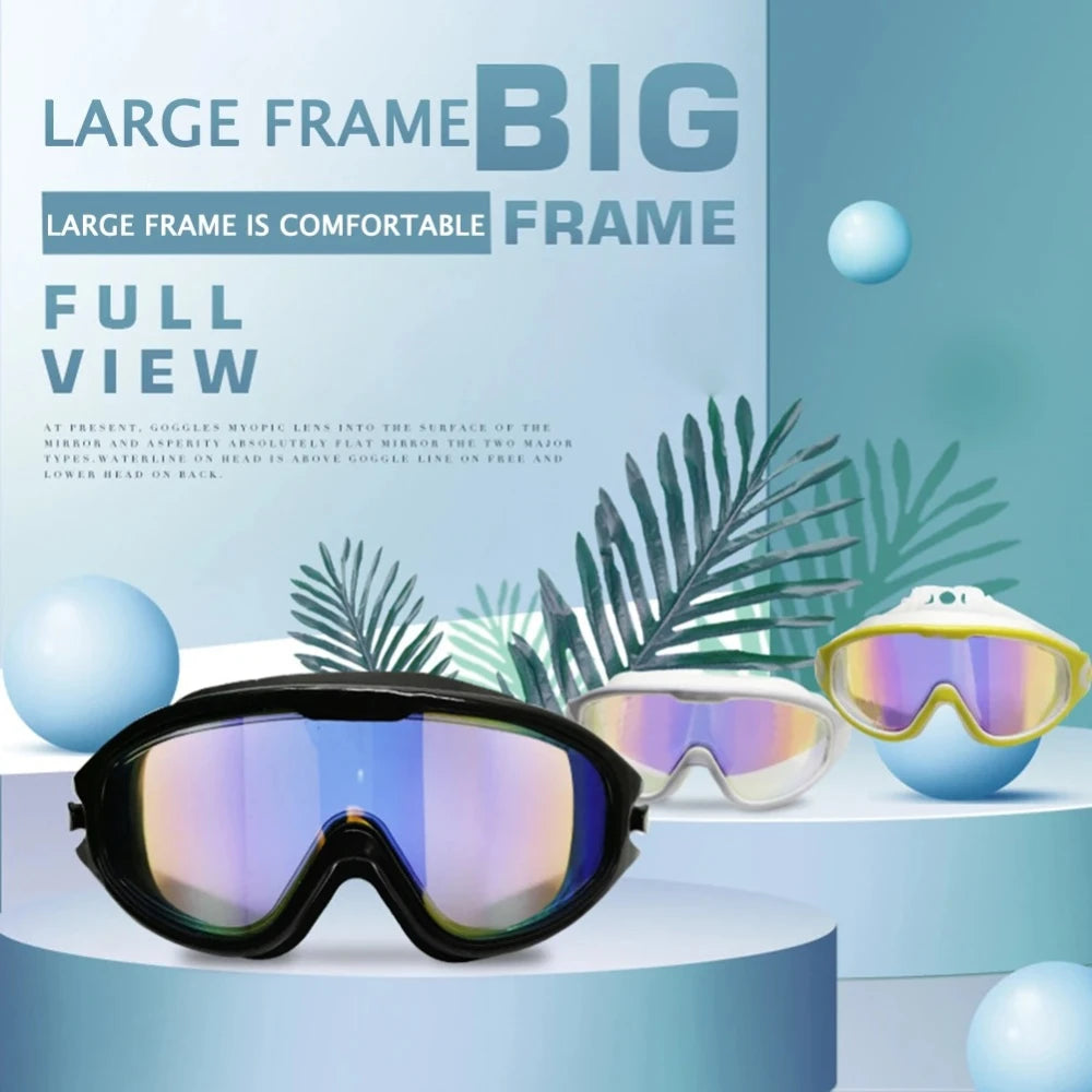 Adult electroplated large frame swimming goggles/anti-fog and anti-ultraviolet/safety optical lenses/swimming accessories