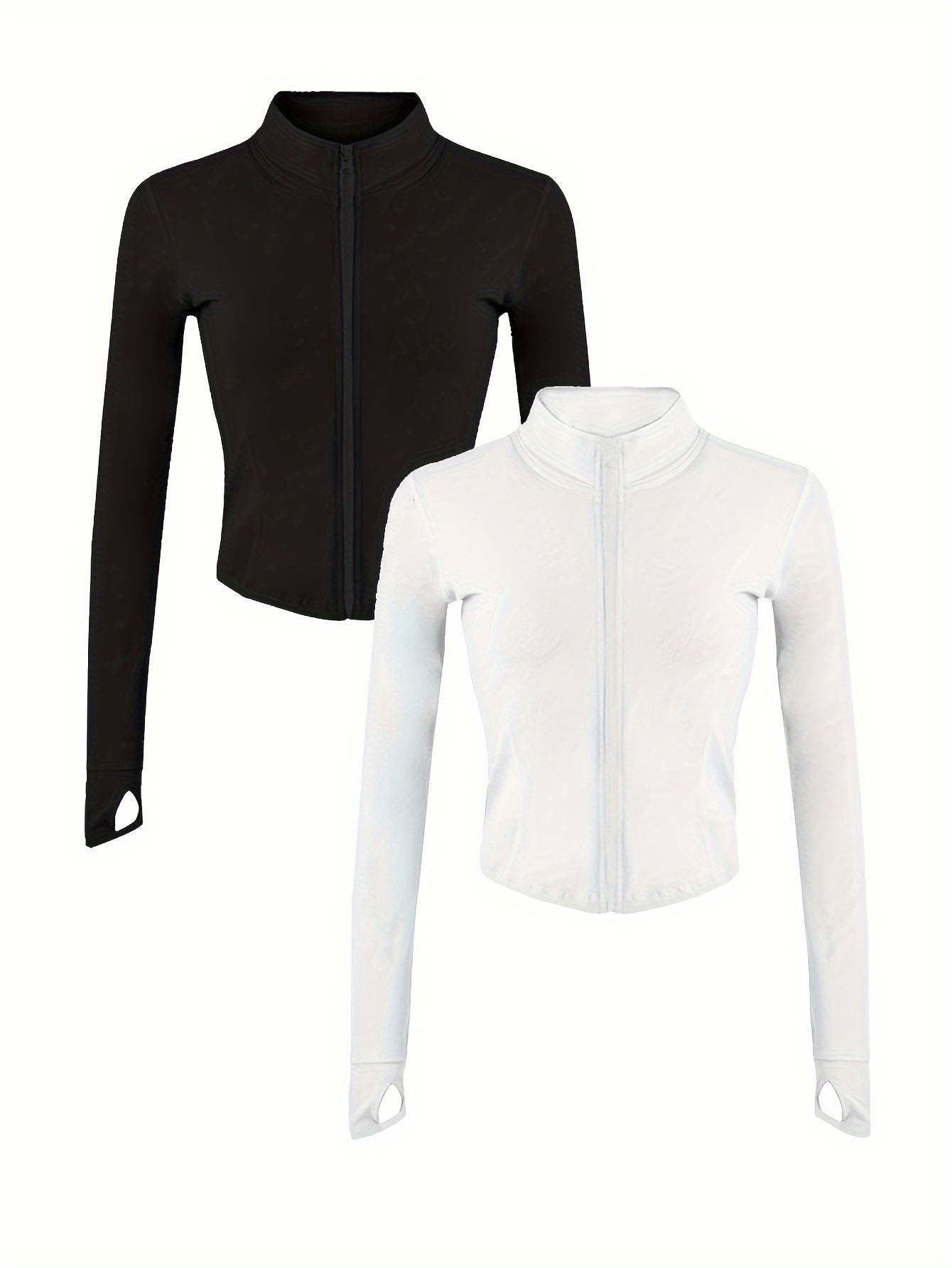 EXARUS 2 Pack Womens Zip Up Jackets Long Sleeve Hoodies Gym Sweaters Workout Clothes 2024