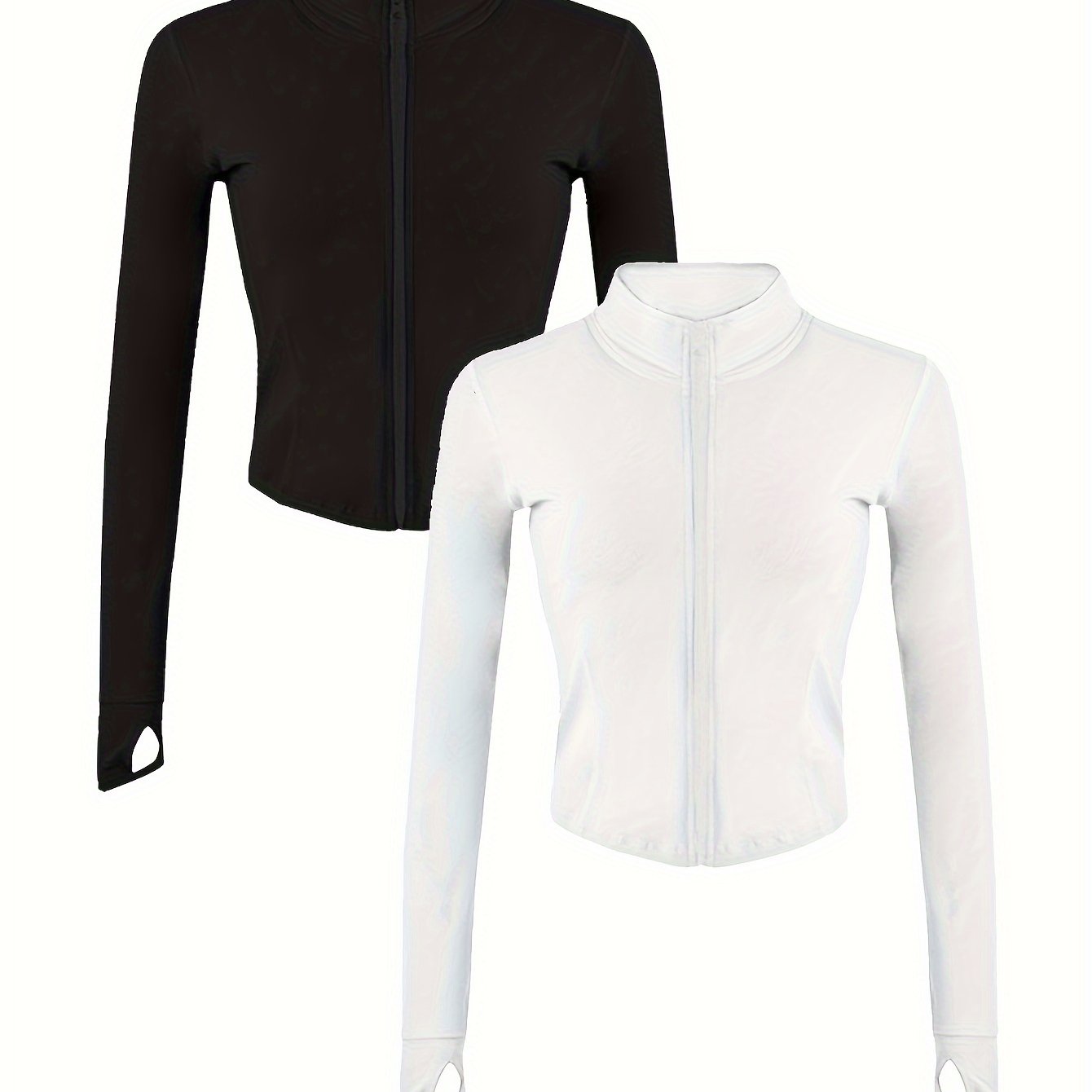 EXARUS 2 Pack Womens Zip Up Jackets Long Sleeve Hoodies Gym Sweaters Workout Clothes 2024